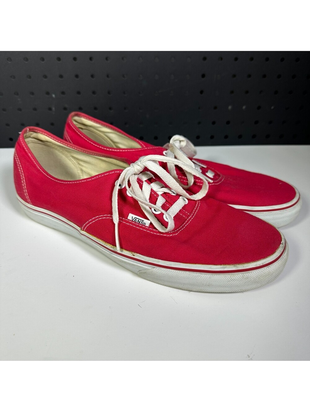 Vans Authentic Red Canvas Low Top Skate Shoes Men's Size 12 Classic Sneakers